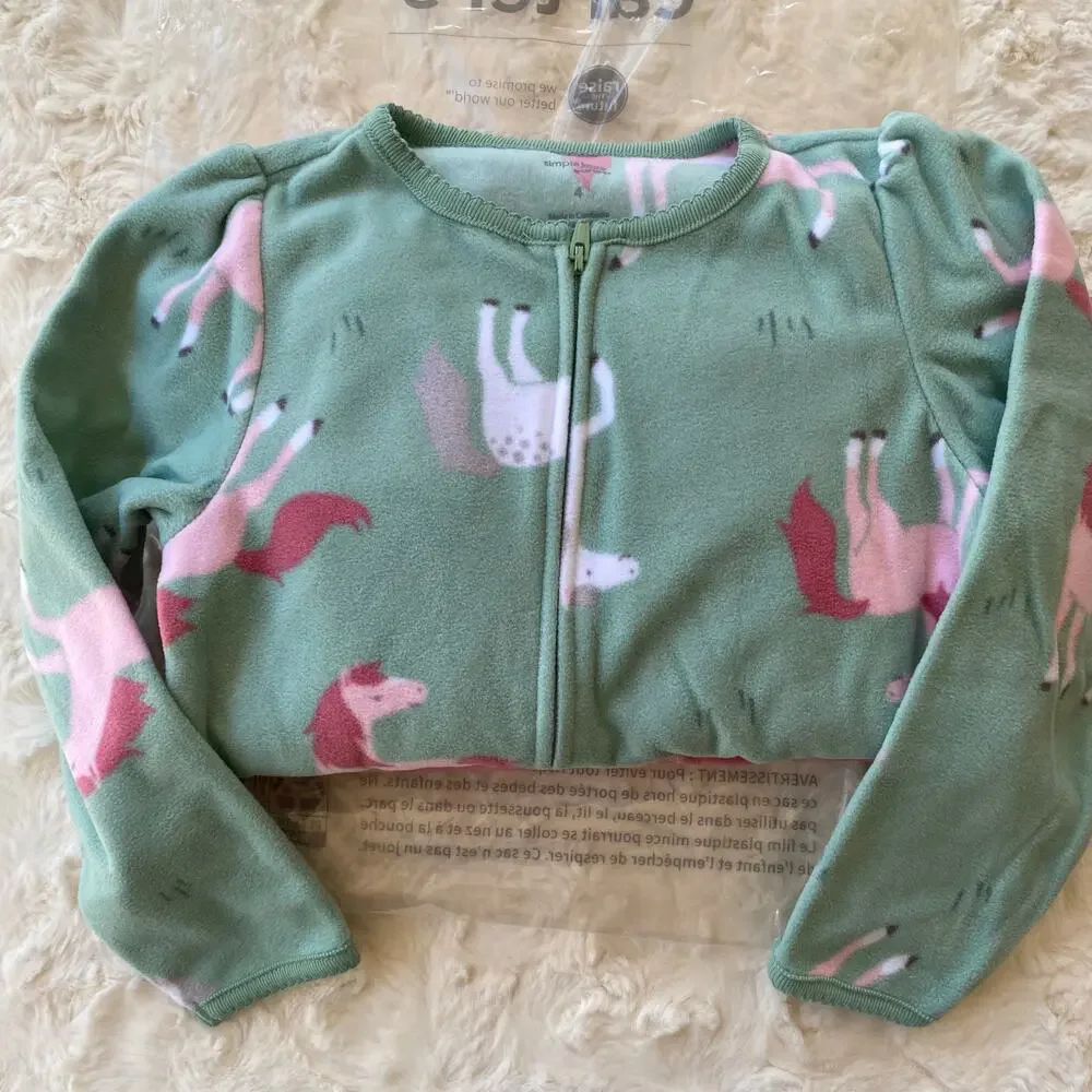 Simple Joys by Carter's Girls 2-Pack Loose-Fit Fleece Footed Pajamas Size 4
